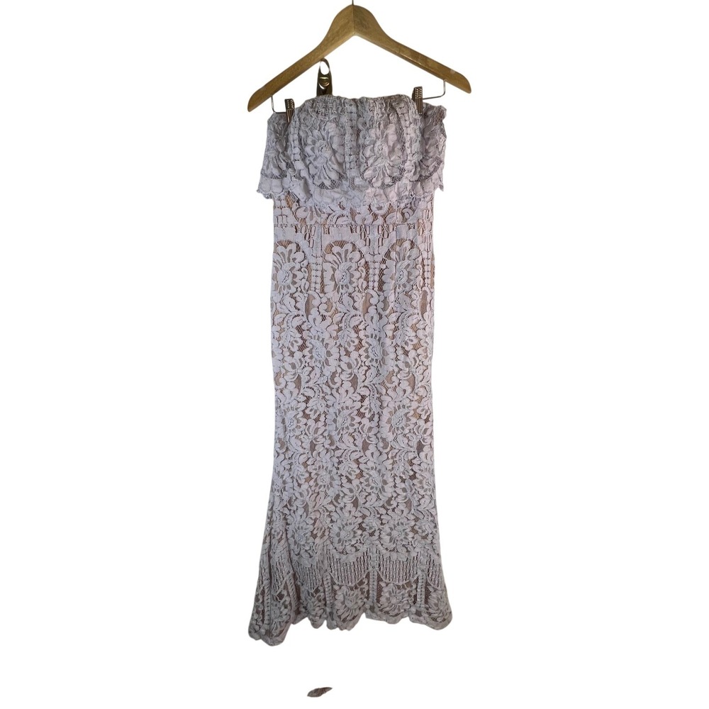 JARLO Light Purple Lace Strapless Maxi Dress Formal Evening Special Occasion 12